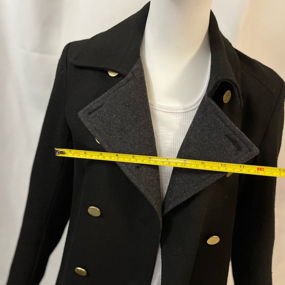 Women's Double-Breasted Wool Black Pea Coat H&M - Picture 10 of 10